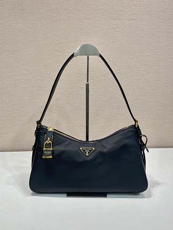 Bagsaaa Prada Aimée large Re-Nylon and leather shoulder bag with padlock 1BC232 black - 34cm