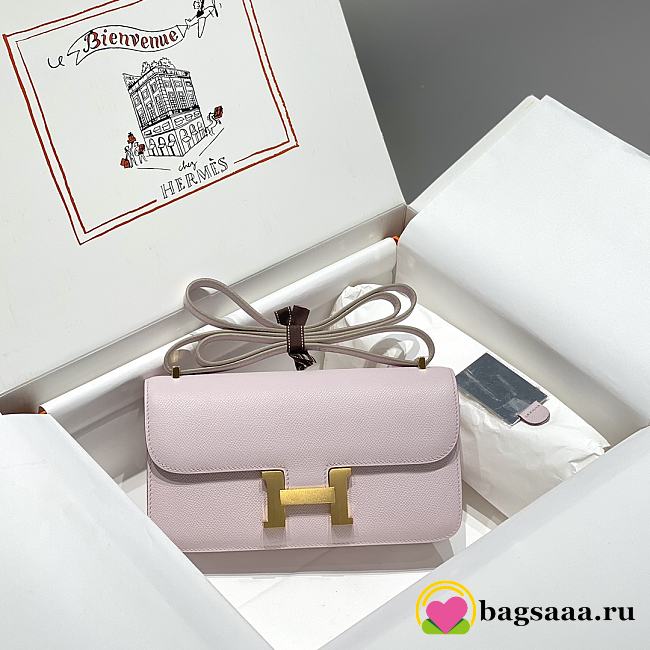 Bagsaaa Hermes Constance Elan Light Pink & Gold - 24x12x4 cm - 1