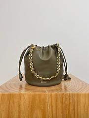 Bagsaaa Loewe Flamenco purse bucket in mellow nappa lambskin khaki green - 32*17*24cm - 1