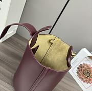 Bagsaaa Loewe Mini Pebble bucket in smooth calfskin dark burgundy - 16*16*19.5CM - 4