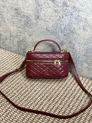 Bagsaaa YSL Gaby Vanity Bag In Lambskin 766731 Dark Red - 18 X 11 X 6.5 CM - 1