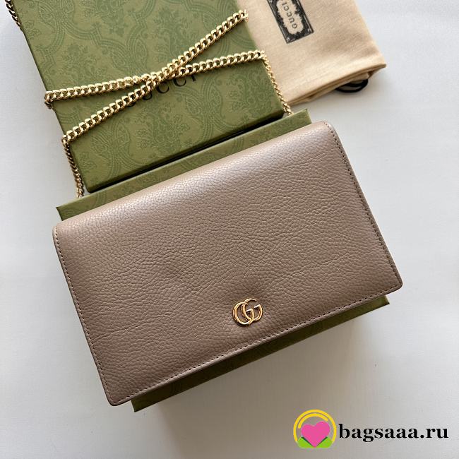 Bagsaaa Gucci GG Marmont leather mini chain bag 497985 beige - 20cm - 1