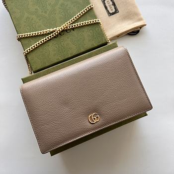 Bagsaaa Gucci GG Marmont leather mini chain bag 497985 beige - 20cm