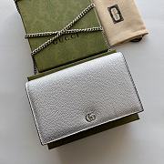 Bagsaaa Gucci GG Marmont leather mini chain bag 497985 silver - 20cm - 1
