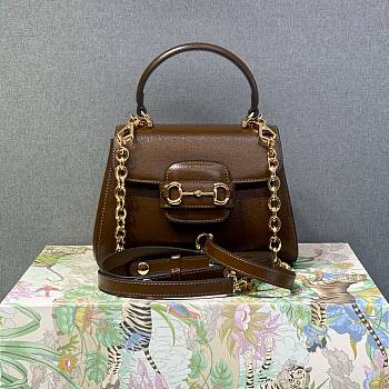 Bagsaaa Gucci Horsebit 1955 mini top handle bag 703848 brown - 22cm