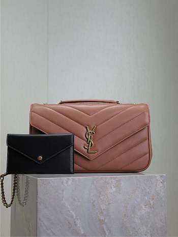 Bagsaaa YSL Loulou Medium In Matelassé Lambskin 801439 Pink - 29 x 17 x 8 CM