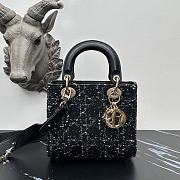 Bagsaaa Small Lady Dior My ABCDior Bag Black Tweed with White Cannage Motif - 20cm - 1