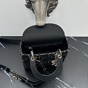 Bagsaaa Small Lady Dior My ABCDior Bag Black Tweed with White Cannage Motif - 20cm - 2