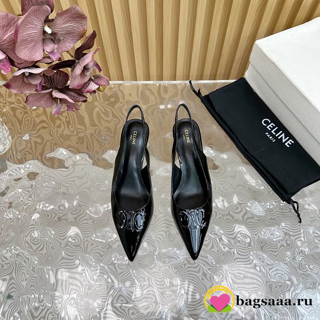 Bagsaaa Celine Alma Triomphe Slingback In Patent Calfskin Black - 1