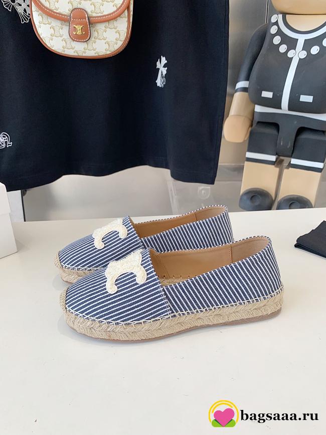 Bagsaaa Celine Les Espadrilles Celine In Oshkosh Canvas Blue & White - 1