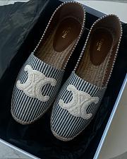 Bagsaaa Celine Les Espadrilles Celine In Oshkosh Canvas Blue & White - 3