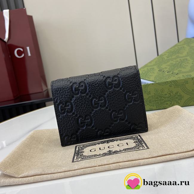 Bagsaaa Gucci GG Emblem mini wallet 815901 black - 11cm - 1