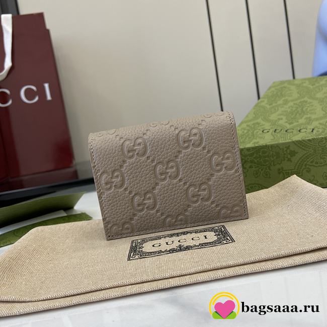 Bagsaaa Gucci GG Emblem mini wallet 815901 taupe - 11cm - 1