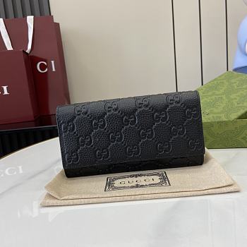 Bagsaaa Gucci GG Emblem continental wallet 815922 black - 19cm