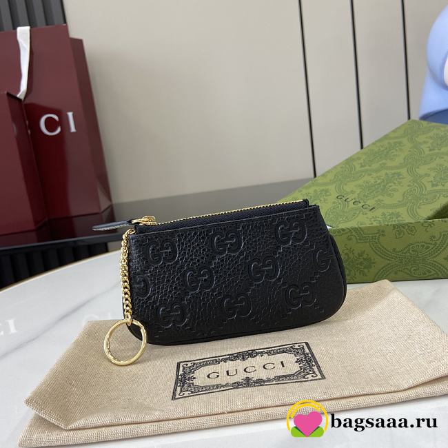 Bagsaaa Gucci GG Emblem zip key case 815891 black - 13cm - 1