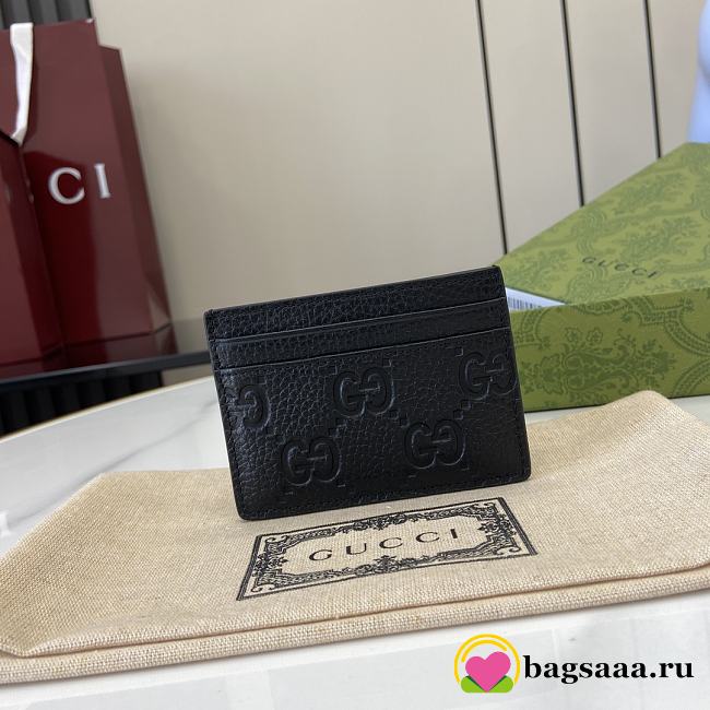 Bagsaaa Gucci GG Emblem card case ‎815883 black - 10cm - 1