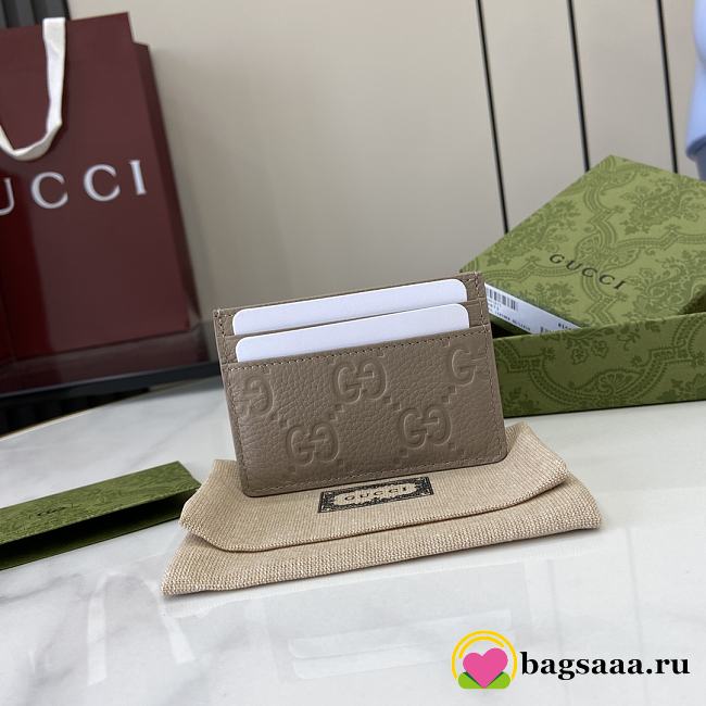 Bagsaaa Gucci GG Emblem card case ‎815883 taupe - 10cm - 1