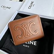 Bagsaaa Celine Compact Zipped Wallet Cuir Triomphe In Smooth Calfskin Brown - 11 x 8.5 x 2 CM - 1