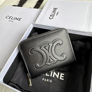 Bagsaaa Celine Compact Zipped Wallet Cuir Triomphe In Smooth Calfskin Black - 11 x 8.5 x 2 CM