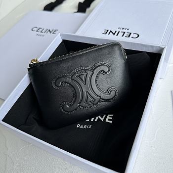 Bagsaaa Celine Coin And Card Pouch Cuir Triomphe In Smooth Calfskin Black - 13cm