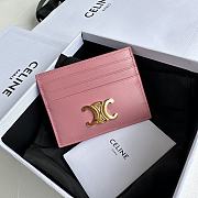 Bagsaaa Celine Card Holder Triomphe In Shiny Calfskin Pink - 11cm - 1