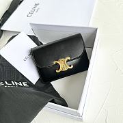 Bagsaaa Celine Card Holder With Flap Triomphe In Shiny Calfskin Black - 10 x 7.5 x 2 CM - 1