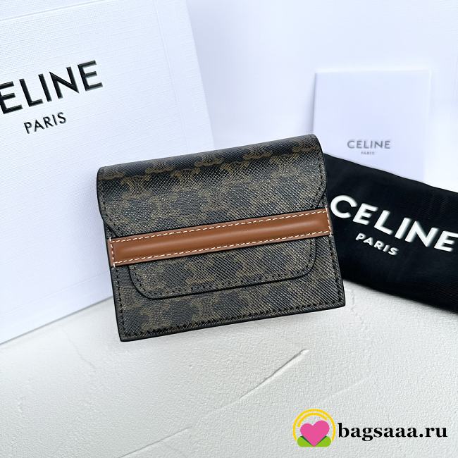 Bagsaaa Celine Business Card Holder In Triomphe Canvas And Lambskin - 10.5cm - 1