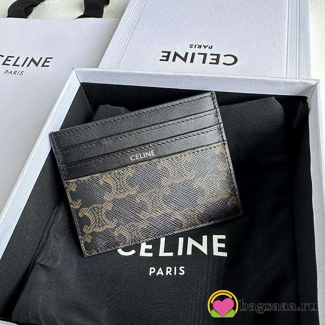 Bagsaaa Celine Large Card Holder In Triomphe Canvas And Calfskin - 11cm - 1