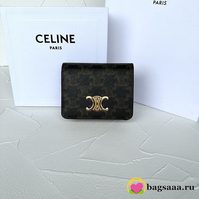 Bagsaaa Celine Triomphe Compact Wallet In Triomphe Canvas - 11 x 9 x 3 CM - 1