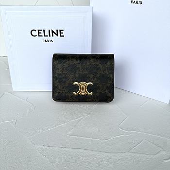 Bagsaaa Celine Triomphe Compact Wallet In Triomphe Canvas - 11 x 9 x 3 CM