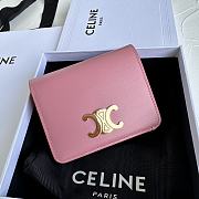 Bagsaaa Celine Triomphe Compact Wallet In Shiny Calfskin Pink - 11 x 9 x 3 CM - 1