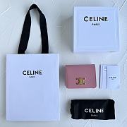 Bagsaaa Celine Triomphe Compact Wallet In Shiny Calfskin Pink - 11 x 9 x 3 CM - 4