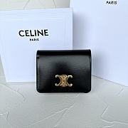 Bagsaaa Celine Triomphe Compact Wallet In Shiny Calfskin Black - 11 x 9 x 3 CM - 1