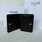 Bagsaaa Celine Triomphe Compact Wallet In Shiny Calfskin Black - 11 x 9 x 3 CM - 3