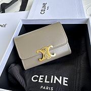 Bagsaaa Celine Compact Wallet With Coin Triomphe In Shiny Calfskin Beige - 10cm - 1