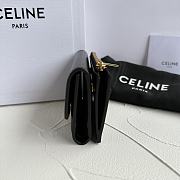 Bagsaaa Celine Compact Wallet With Coin Triomphe In Shiny Calfskin Black - 10cm - 4