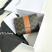 Bagsaaa Celine Small Trifold Wallet In Triomphe Canvas And Lambskin - 10.5cm - 1