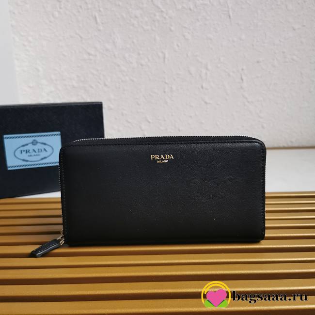 Bagsaaa Prada Large leather wallet black - 20cm - 1