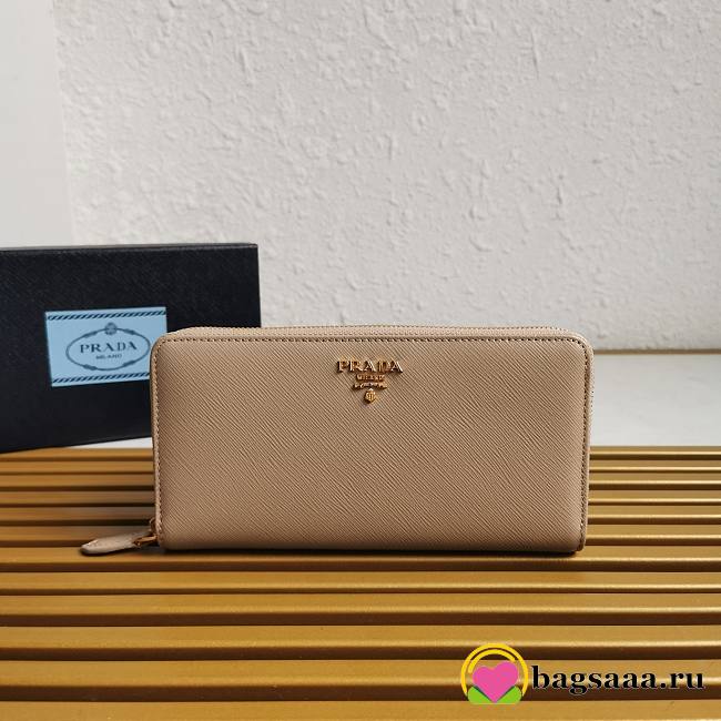 Bagsaaa Prada Large Saffiano leather wallet beige - 20cm - 1