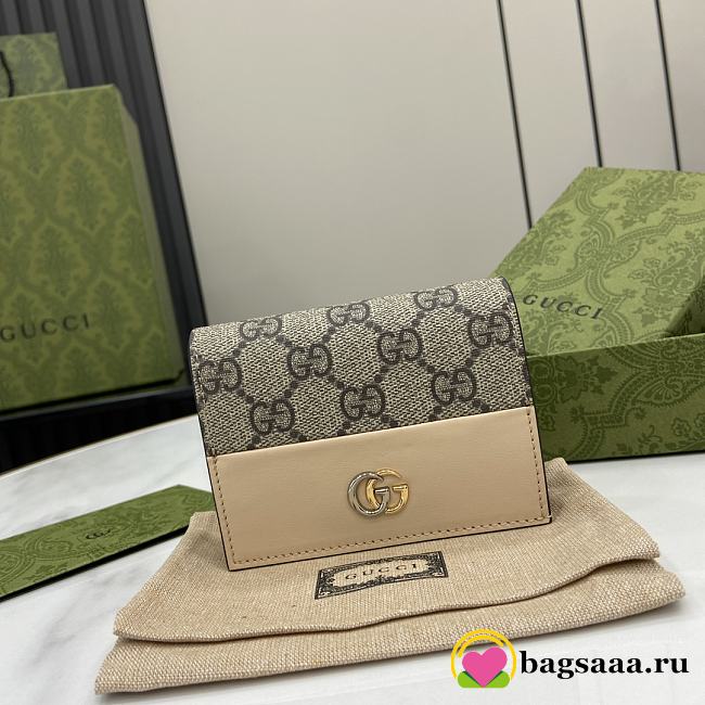 Bagsaaa Gucci GG Marmont card case 790055 beige & ebony - 11cm - 1