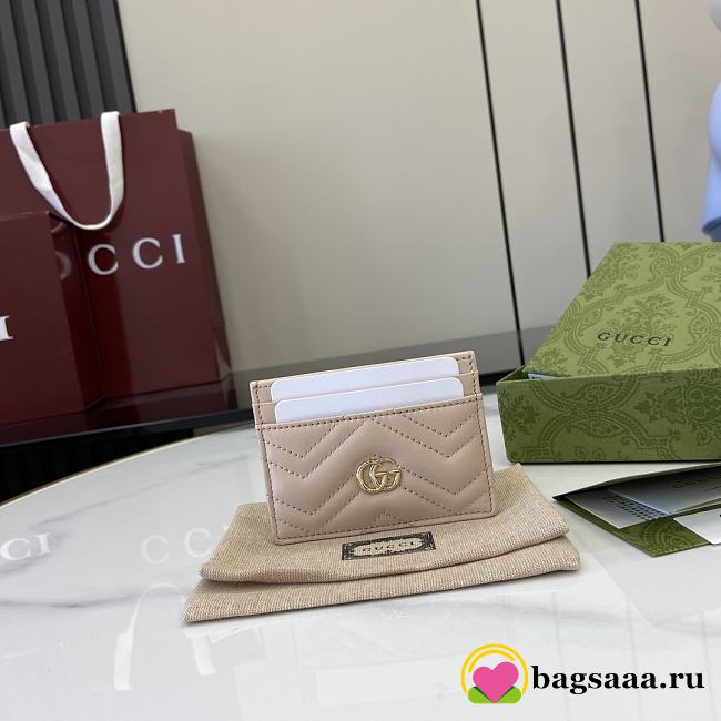 Bagsaaa Gucci GG Marmont card case 443127 beige - 10cm - 1