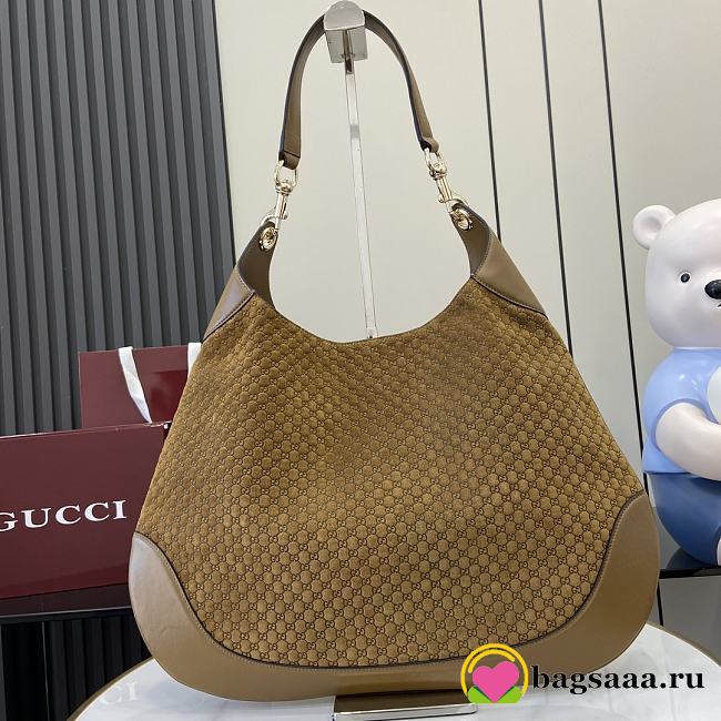 Bagsaaa Gucci B medium shoulder bag 815924 brown suede - 49 x 46 x 4cm - 1