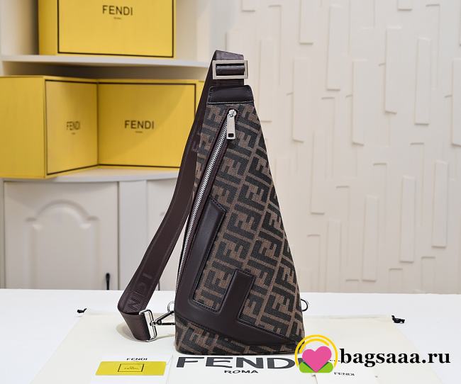 Bagsaaa FF Jacquard Fendi Cono Brown FF jacquard one-shoulder backpack - 38cm - 1