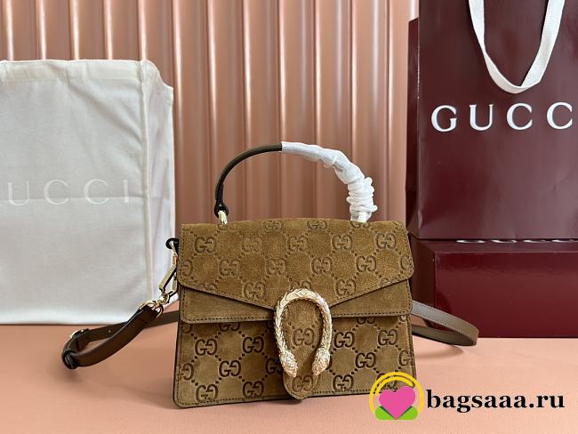 Bagsaaa Gucci Dionysus mini top handle bag 813400 brown suede - 22cm - 1