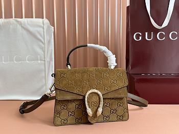 Bagsaaa Gucci Dionysus mini top handle bag 813400 brown suede - 22cm