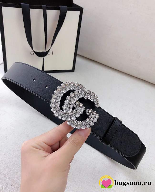 Bagsaaa Gucci GG Marmont wide belt with crystals 582100 - 4cm - 1