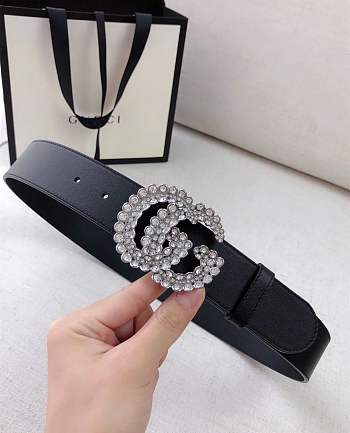 Bagsaaa Gucci GG Marmont wide belt with crystals 582100 - 4cm