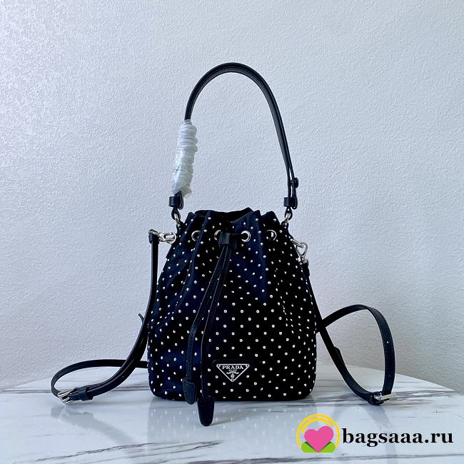 Bagsaaa Prada Re-Nylon mini-bag with studs 1BE067 black - 19.5cm - 1