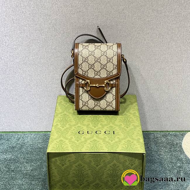 Bagsaaa Gucci Horsebit 1955 mini bag 625615 brown & ebony - 17cm - 1