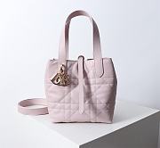 Bagsaaa Small Dior Toujours Vertical Tote Bag Pink Macrocannage Calfskin - 16 x 18 x 12 cm - 1